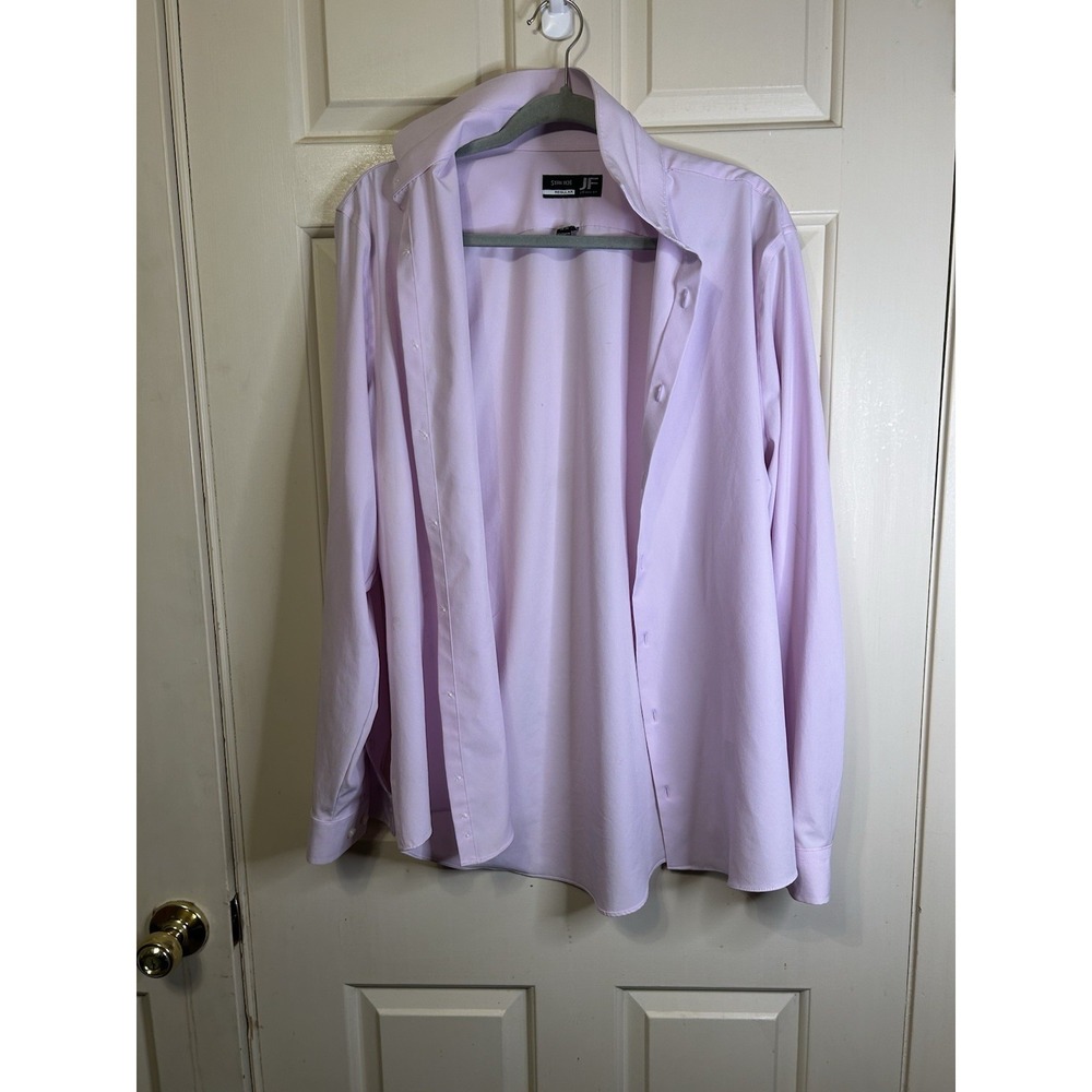 J Ferrari Shirt Mens S 14-14.5/34-35 Stretch Slim Fit Pink Button Up Long Sleeve